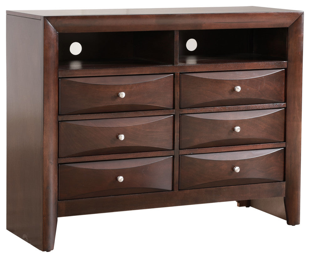 Marilla Cappuccino 6 Drawer Chest of Drawers, 47"x17"x37"