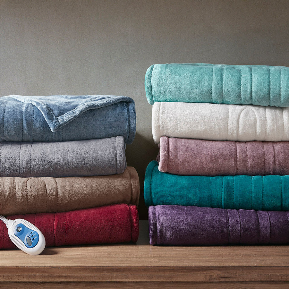 Beautyrest Heated Plush Plush Heated Throw, Purple