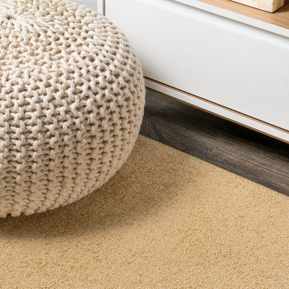 Haze Solid Low-Pile Runner Rug, Mustard, 3 X 5 Oval