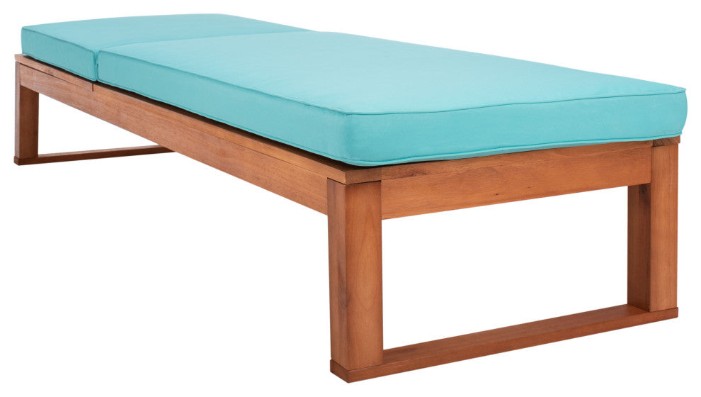 Safavieh Solano Sunlounger, Natural Wood/Aqua