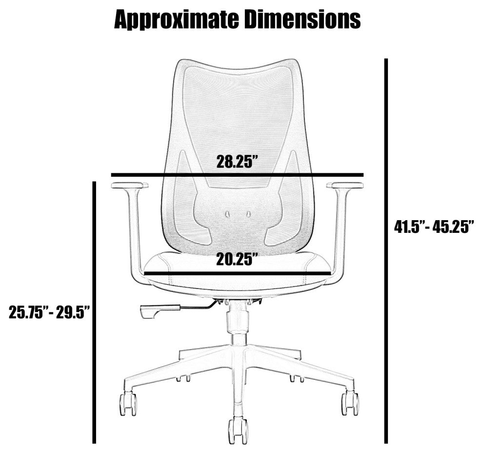 Ergonomic Office Desk Chair With Adjustable Lumbar High Mesh Back, Black