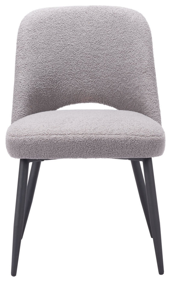 Dining Chair, Set of 2, Steel Metal, Fabric, Gray, Black, Cafe Bistro