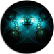 Bright Blue In Black Fractal Flower, Abstract Round Wall Art, 23"