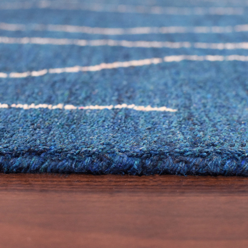HAND KNOTTED LOOM SILK ECO-FRIENDLY RUGS-5'x8',Rectangle,Blue White,Contemporary