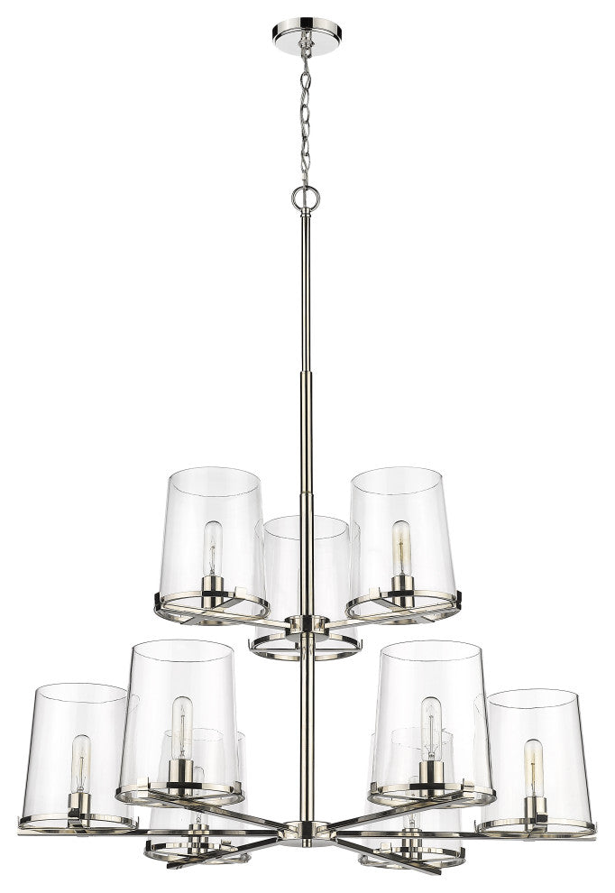 Z-LITE 3032-9PN 9 Light Chandelier, Polished Nickel