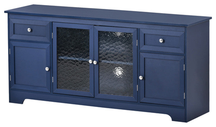 65 inch TV stand with 4 doors adjustable panels cabinet with navy finish