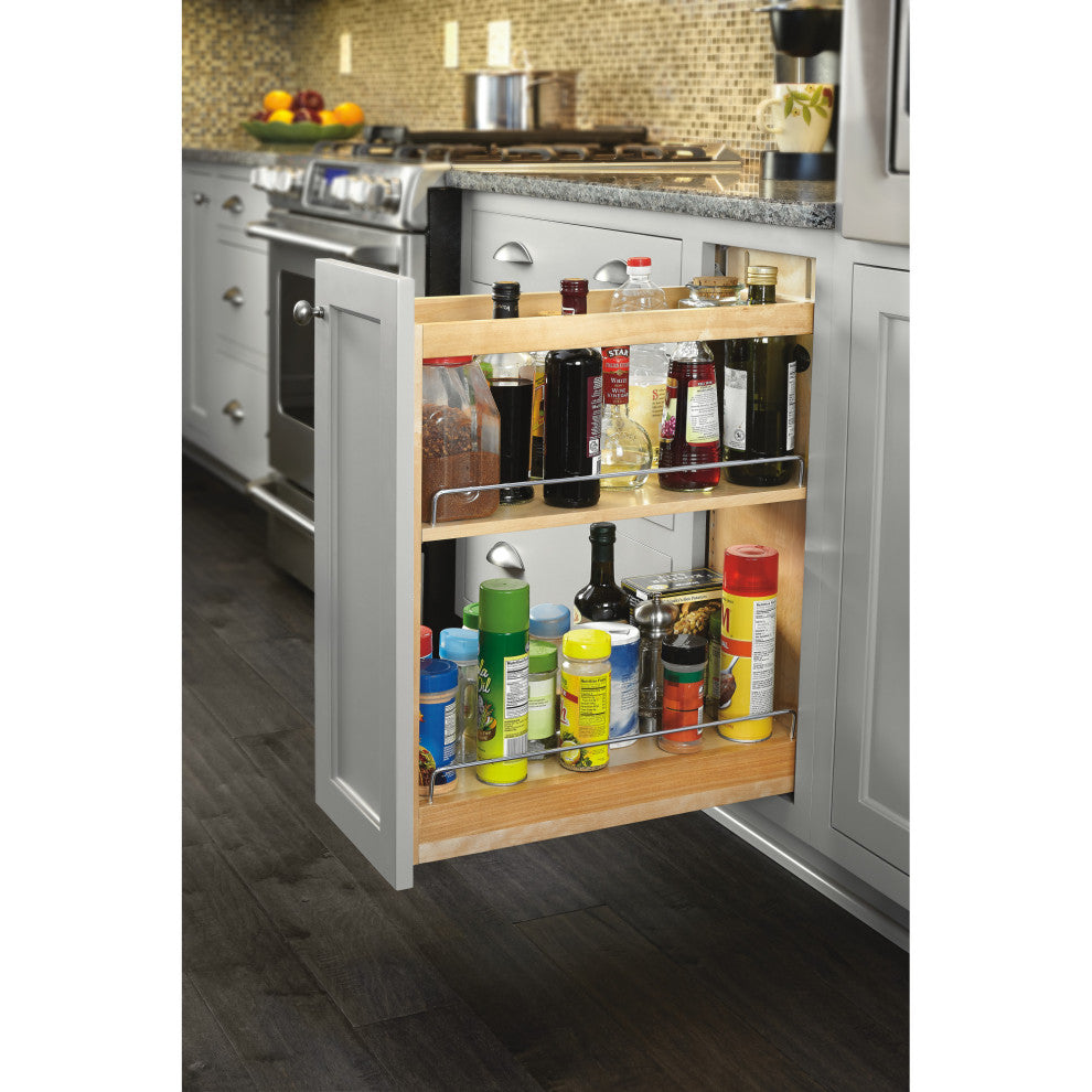 Wood Base Cabinet Pull Out Organizer With Soft Close, 6"