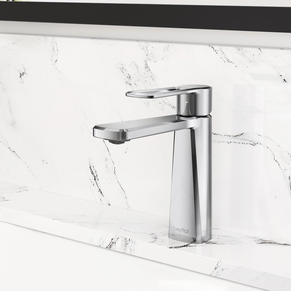 Single Handle Brass Bath Faucet, Supply line, Polish Chrome