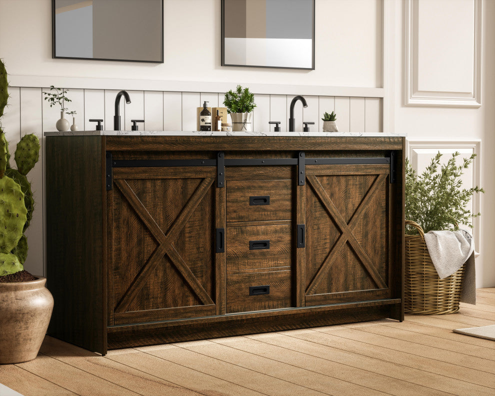 Home Living 60" Double Bathroom Vanity, Expresso