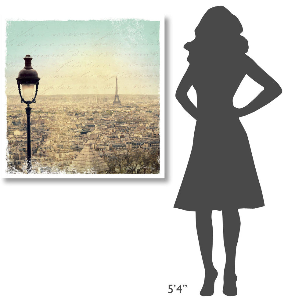 "Eiffel Landscape Letter Blue I" Digital Paper Print by Sue Schlabach, 38"x38"