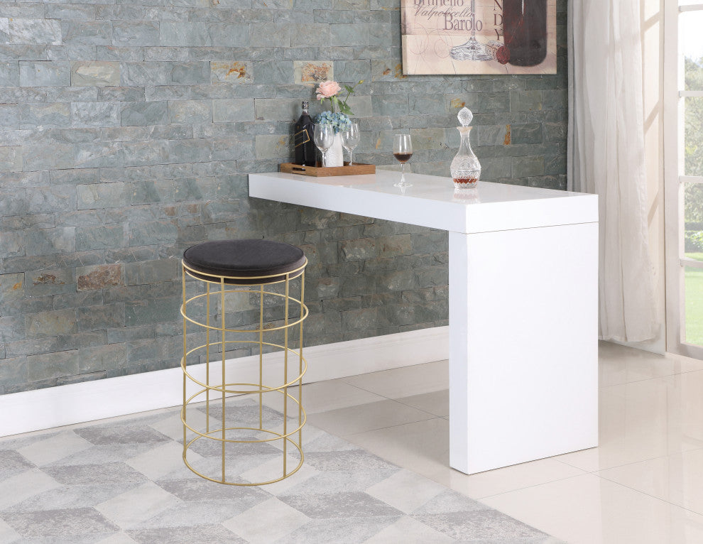 Rebar Velvet Upholstered Bar Stool, Gray, Bar Height