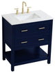 Elegant Decor Sinclaire 30" Single Quartz Top Bathroom Vanity in Blue