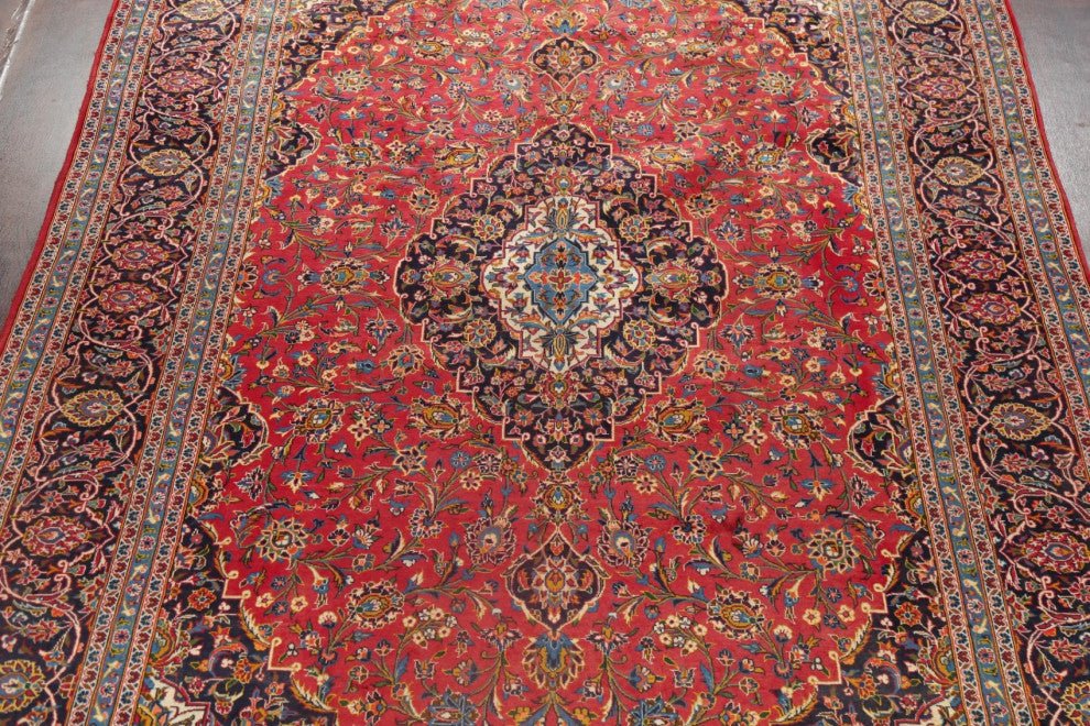 Consigned, Traditional Handmade Vintage Oriental Persian Area Rug, Red, 10x15