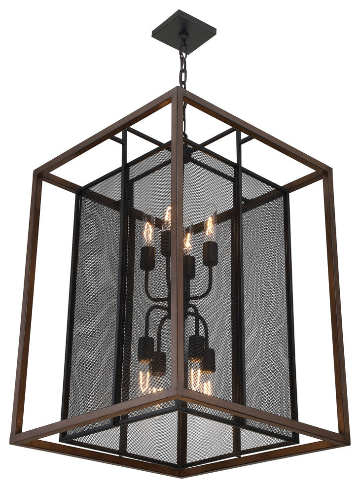 Varaluz-285P08DOBL-Eight Light Pendant Dark Oak/Black