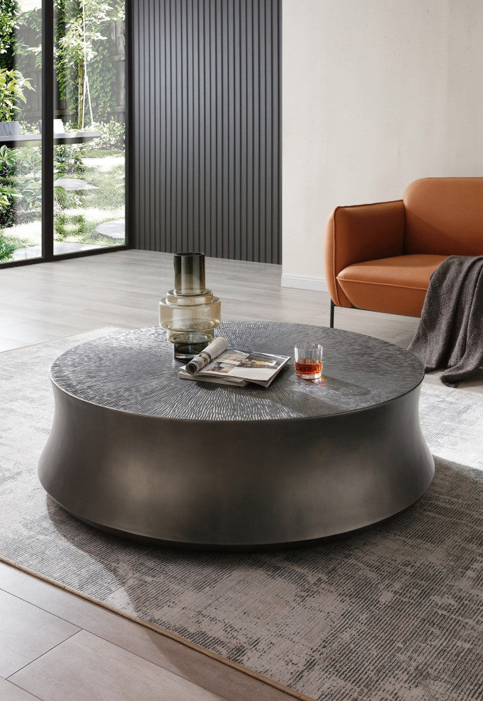 Modrest Airdrie Modern Antique Grey Large Round Coffee Table