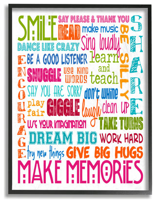 Stupell Industries Smile Make Memories Rainbow, 11"x14", Black Framed