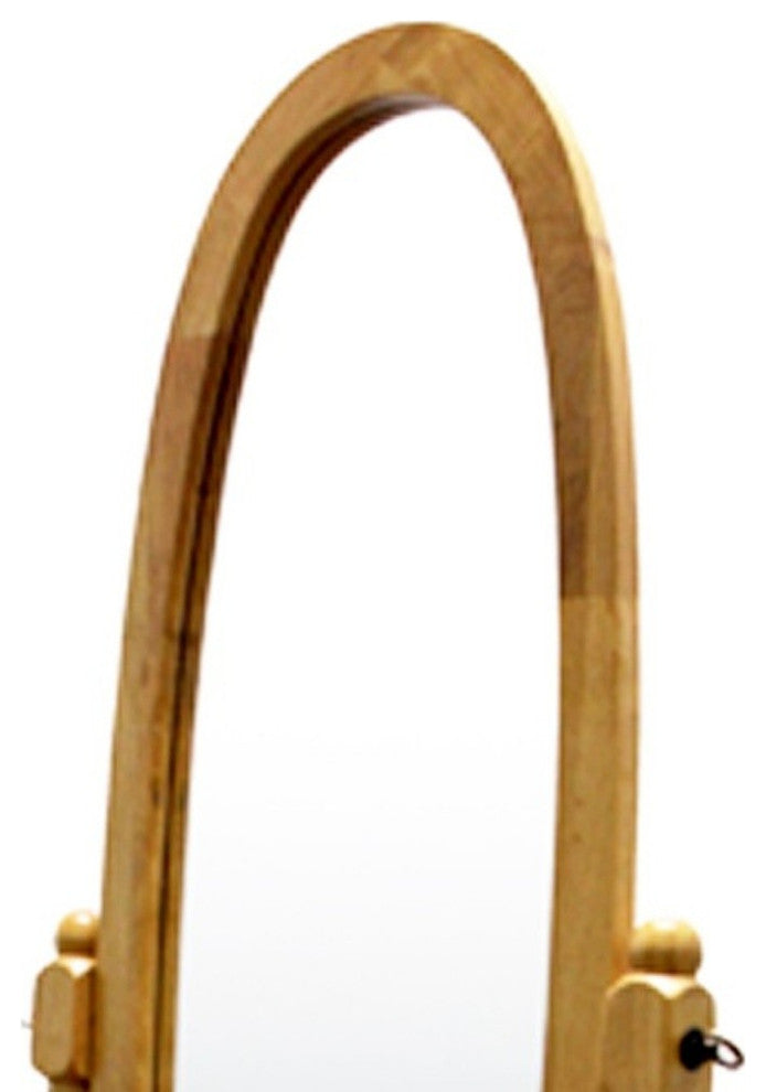 Classic Natural Finish Cheval Standing Oval Mirror