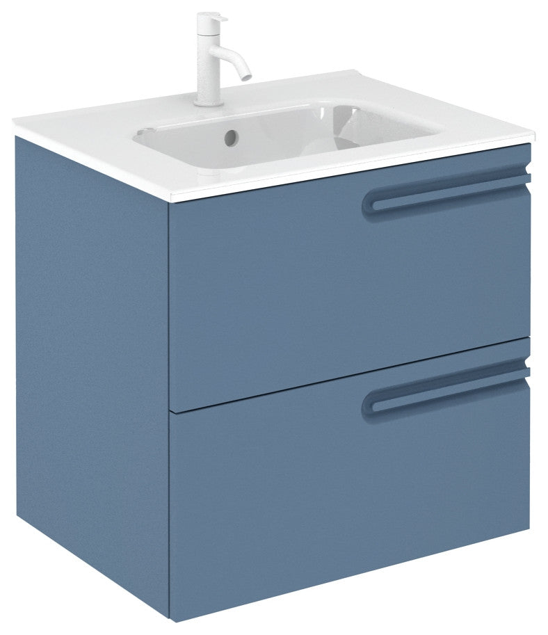 Econic Collection 2 Drawer Vanity, Vapor Blue, 24" Right Handle, With Enzo Sink Top