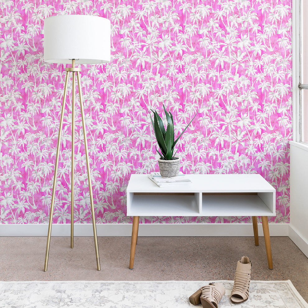 Deny Designs Schatzi Brown Maui Palm 2 Pink Wallpaper, Pink, 2'x4'
