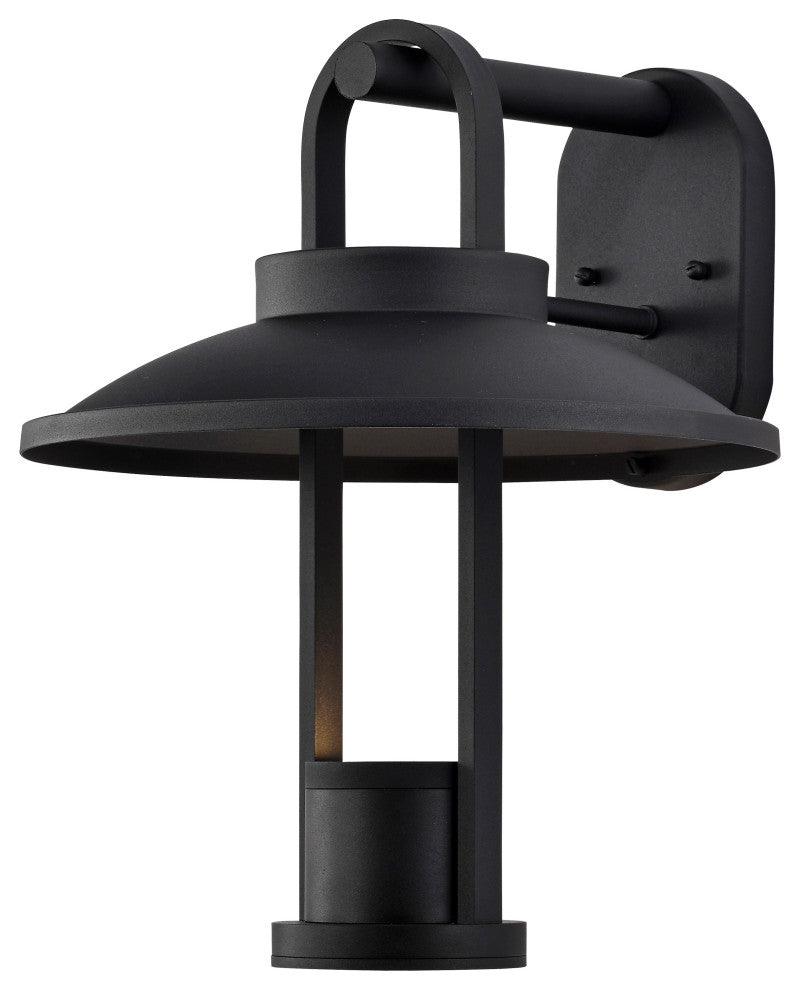 Harriman 12W LED Medium Wall Lantern, Matte Black/Aluminum Shade