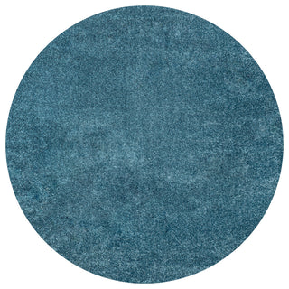 Haze Solid Low-Pile Runner Rug, Turquoise, 5' Round