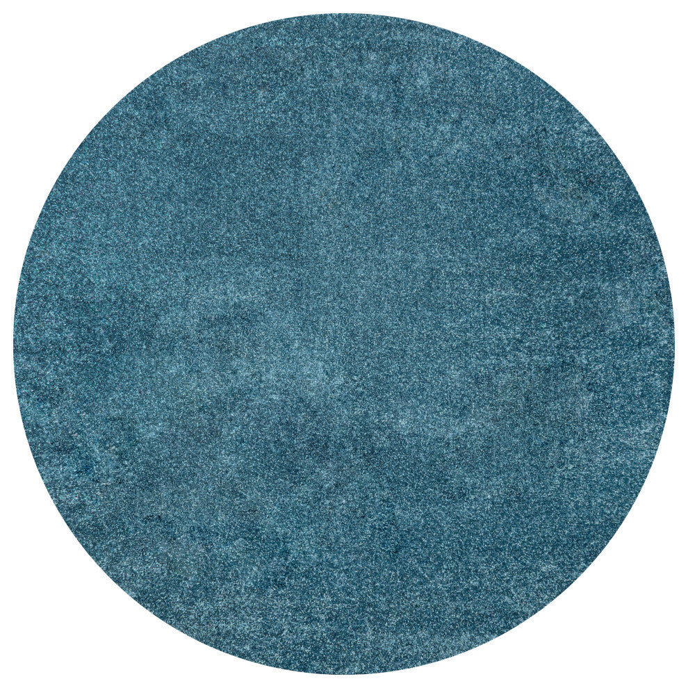 Haze Solid Low-Pile Runner Rug, Turquoise, 5' Round