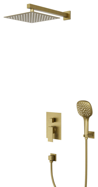 CRANACH CROZET 10-Inch Square Rain Shower System, Multifunction handshower, Brushed Gold