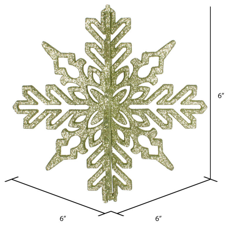 Vickerman 6" Celadon 3D Glitter Snowflake 3/Bag