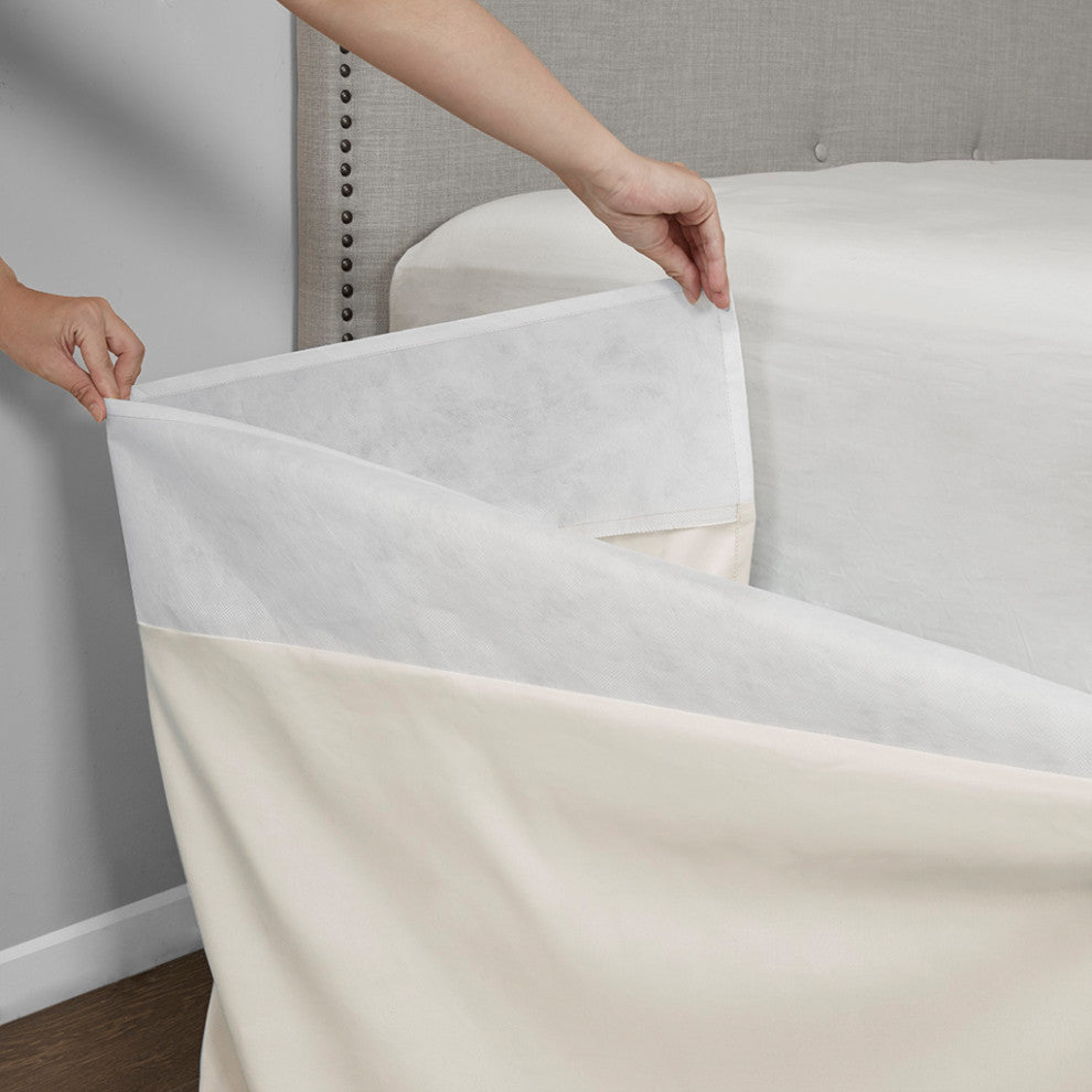 Madison Park Simple Fit Wrap Around Adjustable Bedskirt, Ivory