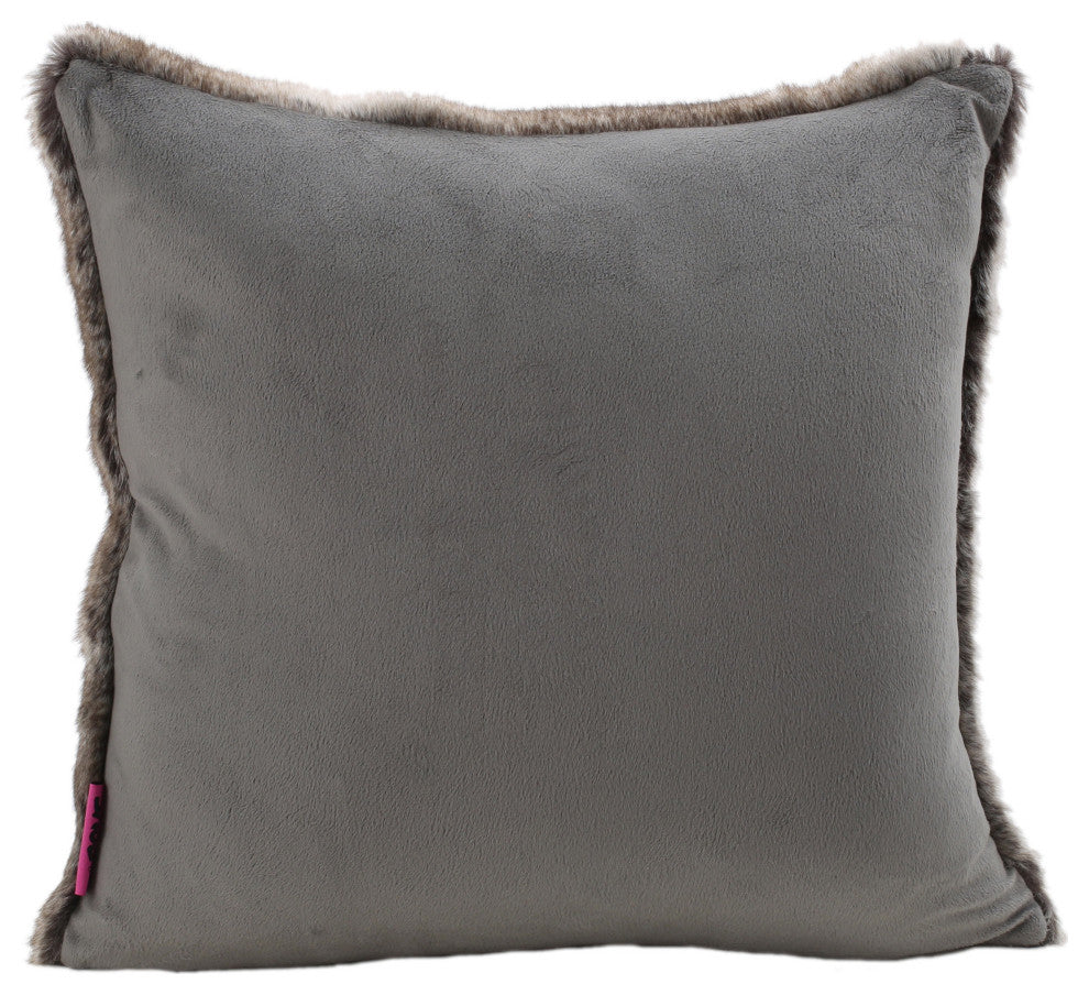 GDF Studio Elise Modern Glam Faux Fur Throw Pillow, Ash White, 2