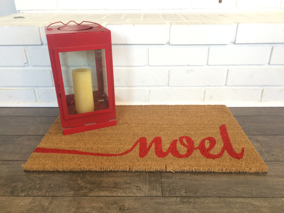 Hand Painted "Noel Holiday" Doormat, Jelly Purple
