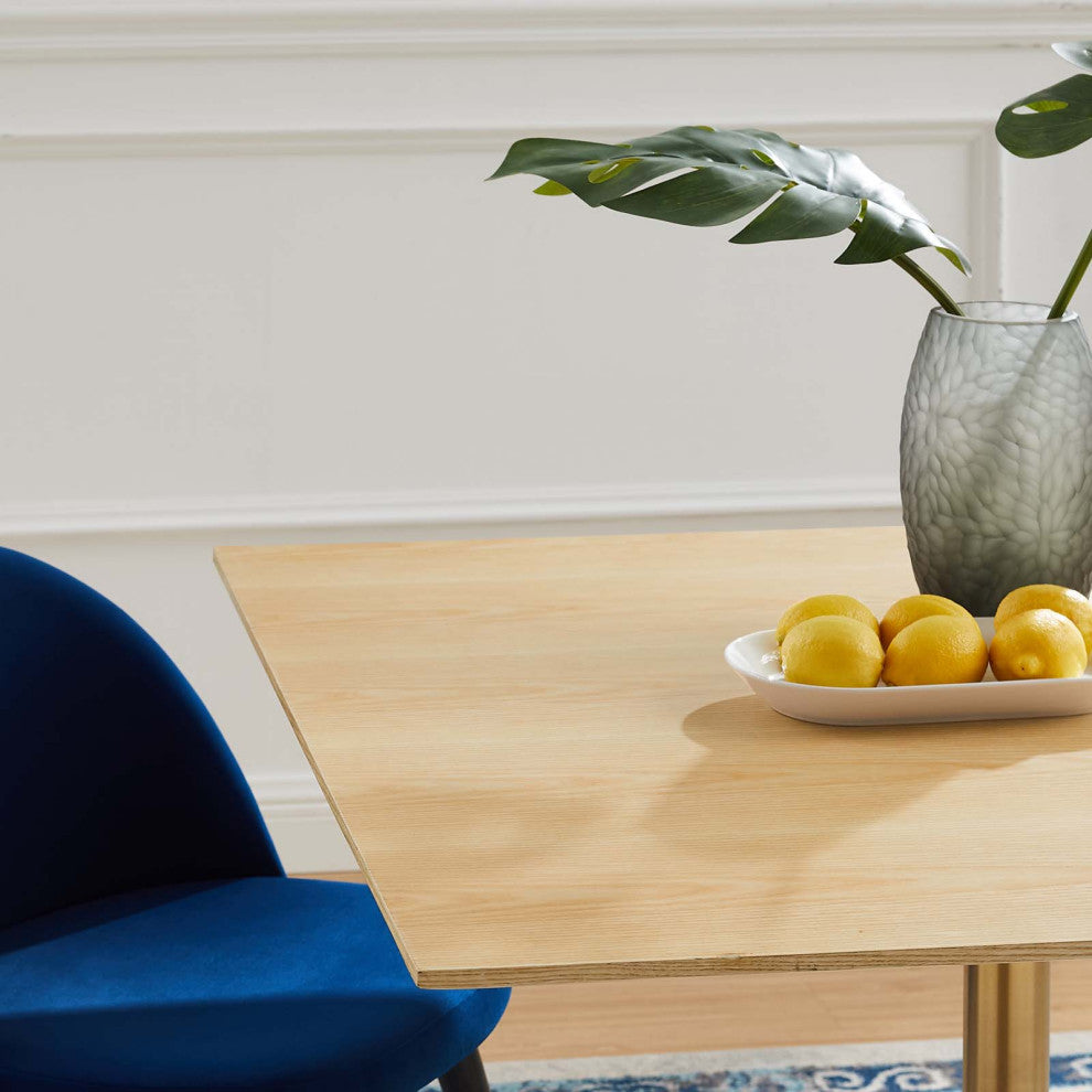 Dining Table, Square, Wood, Gold Brown Natural, Modern, Cafe Bistro Restaurant