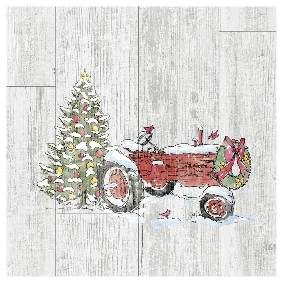 "Country Christmas III no Words on White Wood" Print by Anne Tavoletti, 42"x42"