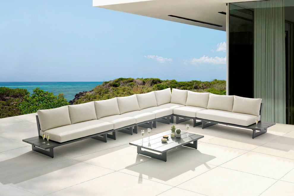 Maldives Cream Water Resistant Fabric Outdoor Patio Modular Sectional