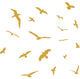 Flock of Birds Flying Wall Decals Stickers Peel and Stick Wall Art, Gold