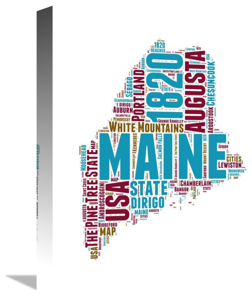 "Maine Word Cloud Map" Fine Art Print