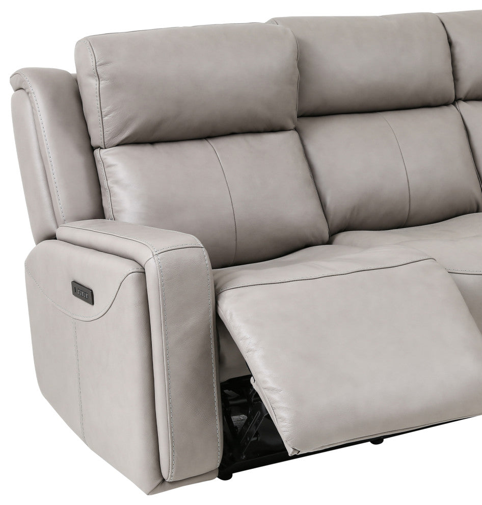 Claude Dual Power Reclining Sofa, Light Gray Genuine Leather