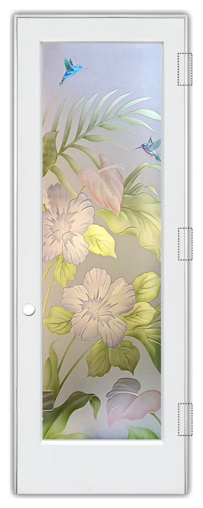 Interior Prehung Door or Interior Slab Door - Hibiscus Anthurium - Primed -...
