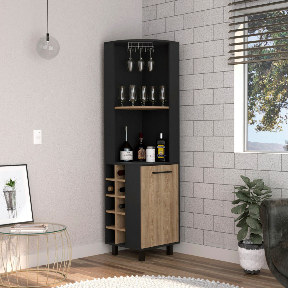 DEPOT E-SHOP Morocco Corner Bar, Black/Pine