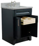 25" Single Sink Vanity, Dark Gray Finish With Gray Granite And Rectangle Sink
