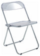 LeisureMod Lawrence 7-Piece Dining Set With Folding Chairs and Table, Clear