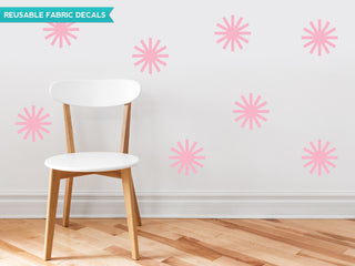 Starburst Fabric Wall Decals, Set of 8, Pink