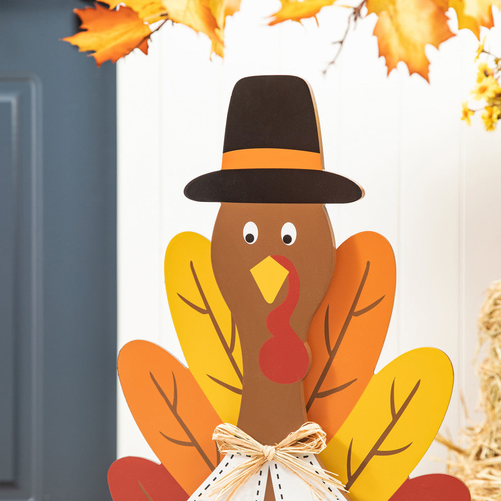 31"H Thanksgiving Wooden Turkey Porch Decor