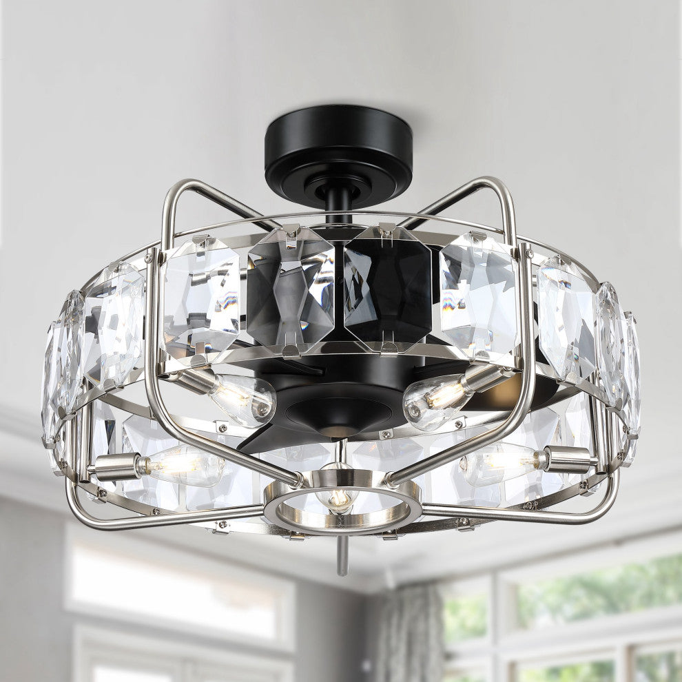 22.8 in Modern Black Caged Ceiling Fan, Fandelier