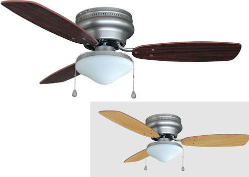 Satin Nickel 42" Hugger Ceiling Fan With Light Kit