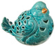 Ceramic Sitting Bird Figurine with Cutout Design Gloss Baby Blue Finish