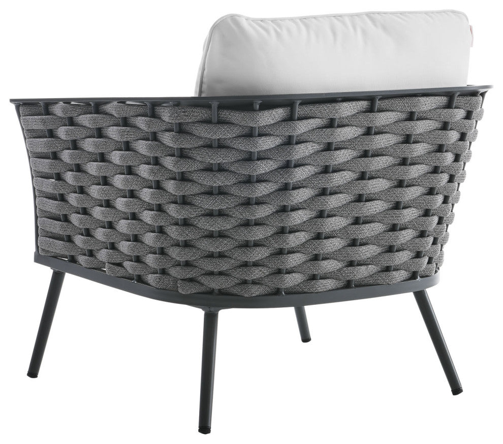 Lounge Sectional Sofa Chair Set, White, Aluminum, Modern, Outdoor Hospitality