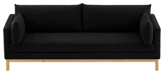 Langham Linen Textured Fabric Upholstered Sofa, Black