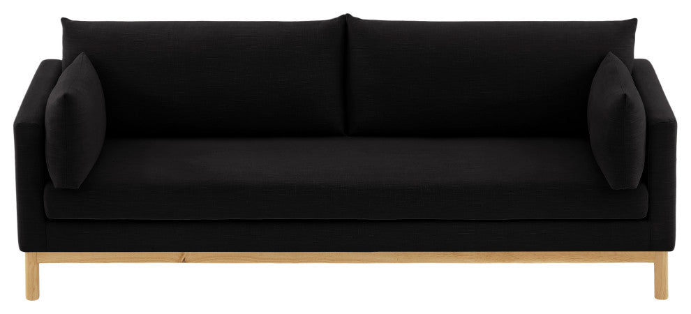 Langham Linen Textured Fabric Upholstered Sofa, Black
