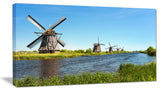 Windmills at Kinderdijk, Landscape Canvas Art Print, 40x20